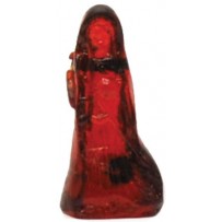 Santa Muerte (Holy Death) 1.5" mini statue - clear red - Click Image to Close